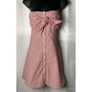 Cotton Candy LA Women's Size S Red & White Stripe Button Up Mini Dress Tie Front